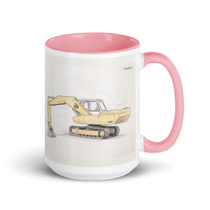 Furrow & Fields Pink JCB 806 Pencil Sketch | 15 oz Mug with Color Inside Quality Farmers Merch