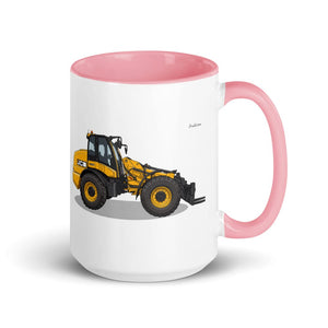 Furrow & Fields Pink JCB TM420 | 15 oz Mug with Color Inside Quality Farmers Merch