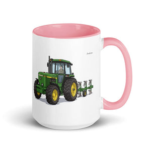 Furrow & Fields Pink John Deere 4350 Illustration | 15 oz Mug with Color Inside Quality Farmers Merch