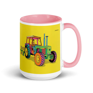 Furrow & Fields Pink John Deere 4350 Pop Art | 15 oz Mug with Color Inside Quality Farmers Merch