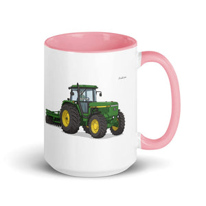 Furrow & Fields Pink John Deere 4955 Illustration | 15 oz Mug with Color Inside Quality Farmers Merch