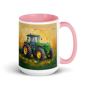 Furrow & Fields Pink John Deere 4955 Splash Art | 15 oz Mug with Color Inside Quality Farmers Merch
