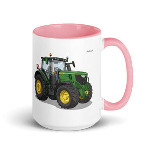 Furrow & Fields Pink John Deere 6R 250 | 15 oz Mug with Color Inside Quality Farmers Merch