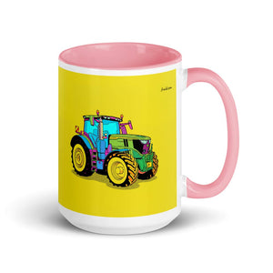 Furrow & Fields Pink John Deere 6R 250 Pop Art | 15 oz Mug with Color Inside Quality Farmers Merch
