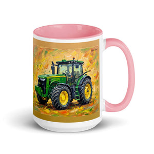 Furrow & Fields Pink John Deere 8345R Splash Art | 15 oz Mug with Color Inside Quality Farmers Merch