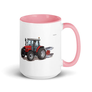 Furrow & Fields Pink Massey Ferguson 6255 Illustration | 15 oz Mug with Color Inside Quality Farmers Merch