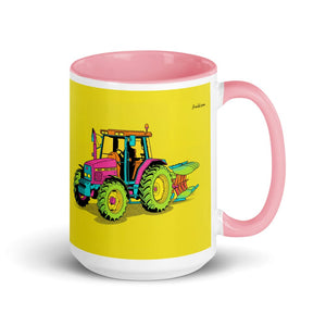 Furrow & Fields Pink Massey Ferguson 6255 Pop Art | 15 oz Mug with Color Inside Quality Farmers Merch