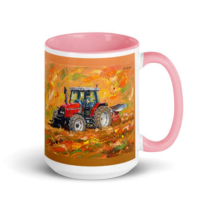 Furrow & Fields Pink Massey Ferguson 6255 Splash Art | 15 oz Mug with Color Inside Quality Farmers Merch