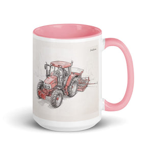 Furrow & Fields Pink McCormick MC115 Pencil Sketch | 15 oz Mug with Color Inside Quality Farmers Merch