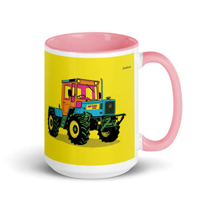 Furrow & Fields Pink Mercedes-Benz MB-trac 1100 Pop Art | 15 oz Mug with Color Inside Quality Farmers Merch