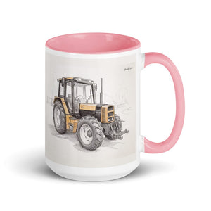 Furrow & Fields Pink Renault 145.14 TX Pencil Sketch | 15 oz Mug with Color Inside Quality Farmers Merch