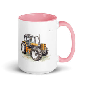 Furrow & Fields Pink Renault 145.14 TX Watercolor | 15 oz Mug with Color Inside Quality Farmers Merch