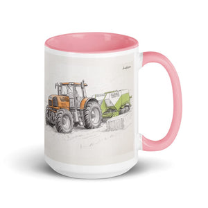 Furrow & Fields Pink Renault Atles 926 RZ Pencil Sketch | 15 oz Mug with Color Inside Quality Farmers Merch