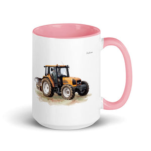 Furrow & Fields Pink Renault Ceres 340X Watercolor | 15 oz Mug with Color Inside Quality Farmers Merch