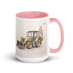 Furrow & Fields Pink Terex 860 Elite Pencil Sketch | 15 oz Mug with Color Inside Quality Farmers Merch