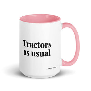 Furrow & Fields Pink Tractors as Usual | 15 oz Mug with Color Inside Quality Farmers Merch