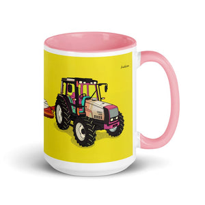 Furrow & Fields Pink Valtra 6750 Pop Art | 15 oz Mug with Color Inside Quality Farmers Merch