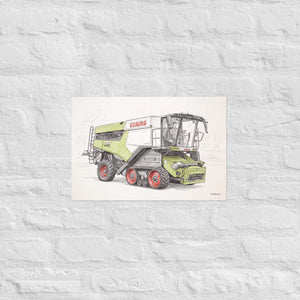 Furrow & Fields Poster CLAAS Lexion 8600 TerraTrac Pencil Sketch | Poster Quality Farmers Merch