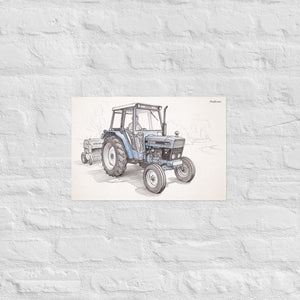 Furrow & Fields Poster Ford 6640 SLE Pencil Sketch | Poster Quality Farmers Merch