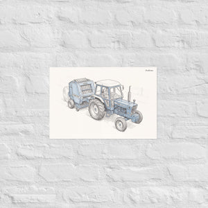Furrow & Fields Poster Ford 7600 Pencil Sketch | Poster Quality Farmers Merch