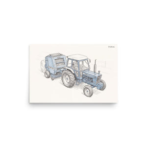 Furrow & Fields Poster Ford 7600 Pencil Sketch | Poster Quality Farmers Merch