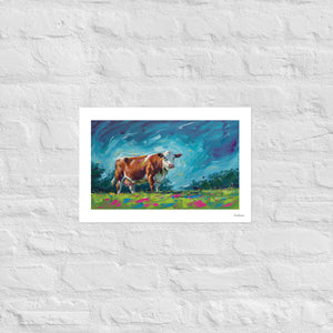 Furrow & Fields Poster Hereford Cow Splash Art | Poster Quality Farmers Merch
