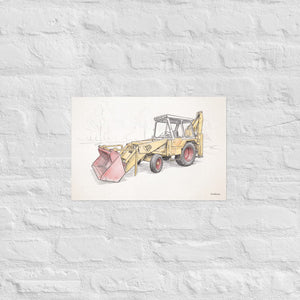 Furrow & Fields Poster JCB 3C II Pencil Sketch | Poster Quality Farmers Merch
