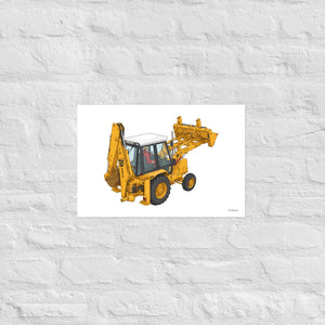 Furrow & Fields Poster JCB 3CX Grey Cab | Poster Quality Farmers Merch