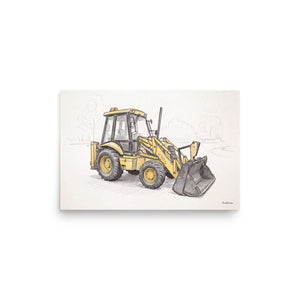 Furrow & Fields Poster JCB 3CX Sitemaster Plus Pencil Sketch | Poster Quality Farmers Merch