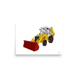 Furrow & Fields Poster JCB 3CX White Cabin 2WD | Poster Quality Farmers Merch