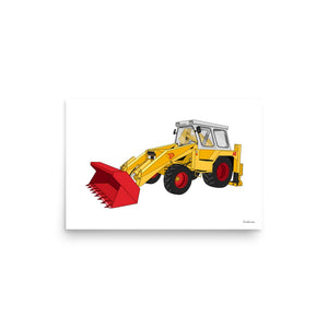 Furrow & Fields Poster JCB 4D Backhoe | Poster Quality Farmers Merch
