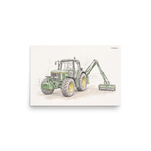Furrow & Fields Poster John Deere 6910 with Hedge Cutter Pencil Sketch | Poster Quality Farmers Merch