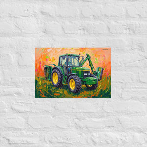 Furrow & Fields Poster John Deere 6910 with Hedge Cutter Splash Art | Poster Quality Farmers Merch