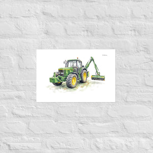 Furrow & Fields Poster John Deere 6910 with Hedge Cutter Watercolor | Poster Quality Farmers Merch