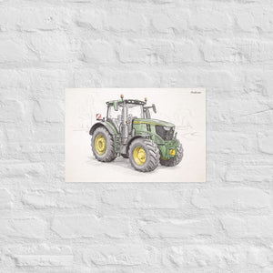 Furrow & Fields Poster John Deere 6R 250 Pencil Sketch | Poster Quality Farmers Merch