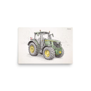 Furrow & Fields Poster John Deere 6R 250 Pencil Sketch | Poster Quality Farmers Merch