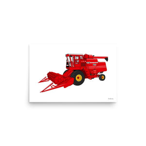 Furrow & Fields Poster Massey 760 Combine Harvester | Poster Quality Farmers Merch