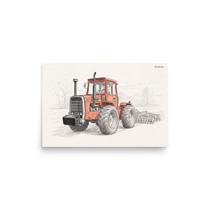 Furrow & Fields Poster Massey Ferguson 1200 Pencil Sketch | Poster Quality Farmers Merch