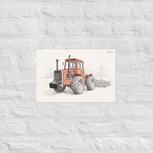 Furrow & Fields Poster Massey Ferguson 1200 Pencil Sketch | Poster Quality Farmers Merch
