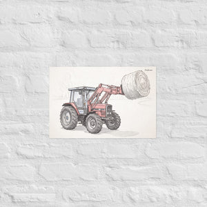 Furrow & Fields Poster Massey Ferguson 3070 Autotronic Pencil Sketch | Poster Quality Farmers Merch