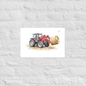 Furrow & Fields Poster Massey Ferguson 3070 Autotronic Watercolor | Poster Quality Farmers Merch