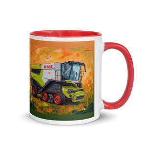 Furrow & Fields Red / 11 oz CLAAS Lexion 8600 TerraTrac Splash Art | Mug with Color Inside Quality Farmers Merch