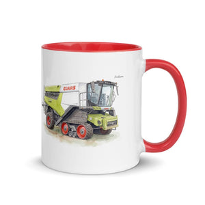 Furrow & Fields Red / 11 oz CLAAS Lexion 8600 TerraTrac Watercolor | Mug with Color Inside Quality Farmers Merch