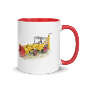 Furrow & Fields Red / 11 oz JCB 3C II Watercolor | Mug with Color Inside Quality Farmers Merch