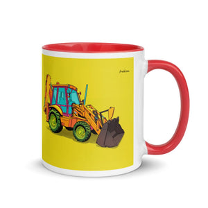 Furrow & Fields Red / 11 oz JCB 3CX Sitemaster Plus Pop Art | Mug with Color Inside Quality Farmers Merch