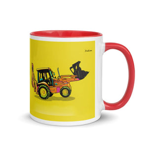 Furrow & Fields Red / 11 oz JCB 3CX Sitemaster SRS Pop Art | Mug with Color Inside Quality Farmers Merch