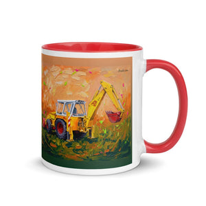 Furrow & Fields Red / 11 oz JCB 4D II Splash Art | Mug with Color Inside Quality Farmers Merch