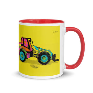 Furrow & Fields Red / 11 oz JCB TM420 Pop Art | Mug with Color Inside Quality Farmers Merch