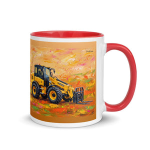 Furrow & Fields Red / 11 oz JCB TM420 Splash Art | Mug with Color Inside Quality Farmers Merch
