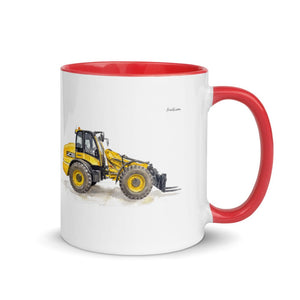 Furrow & Fields Red / 11 oz JCB TM420 Watercolor | Mug with Color Inside Quality Farmers Merch
